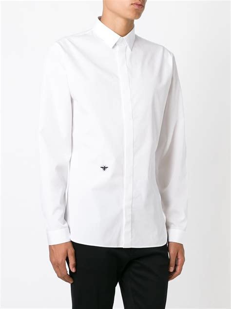 dior mens hand beaded floralshirt|Shirt with Embroidered Bee Jewel White Cotton Poplin .